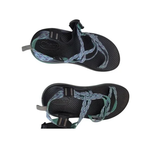 Girls Chaco Green Purple Sandals 4 Summer - Picture 3 of 5